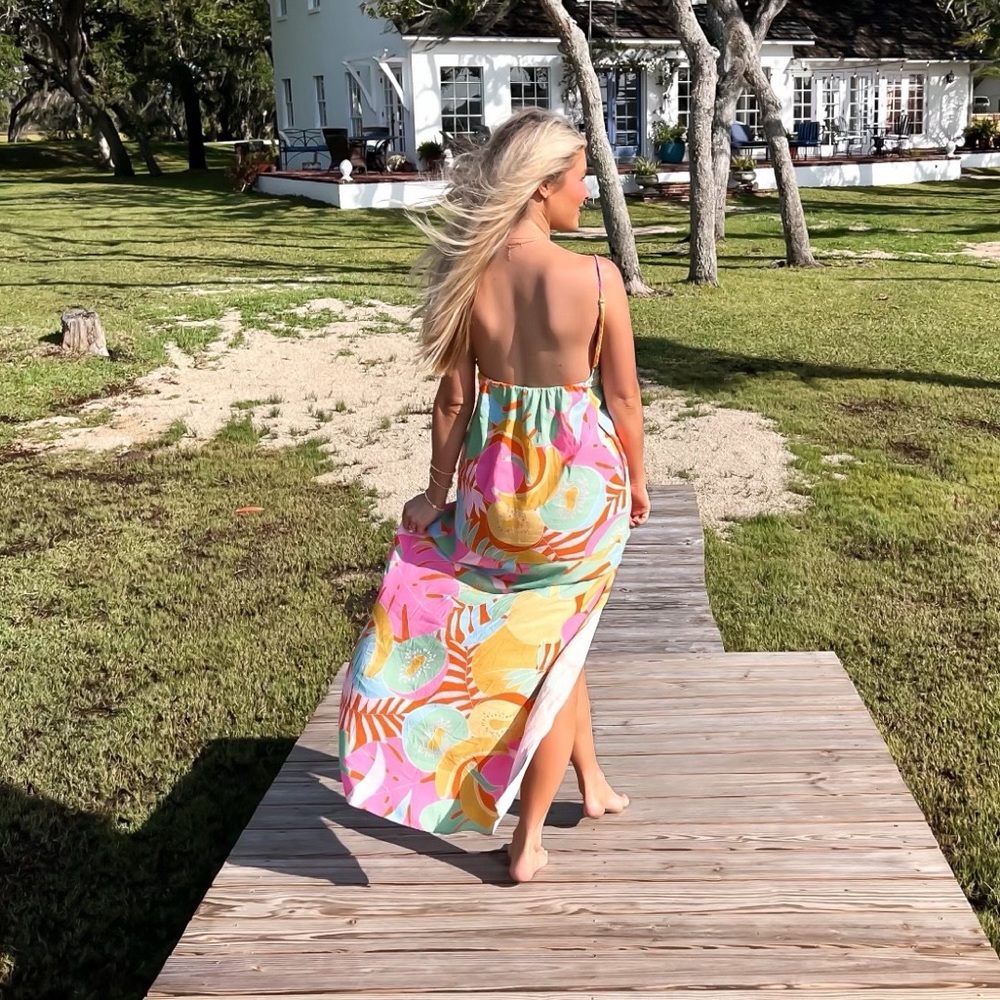 Tropical print maxi dress